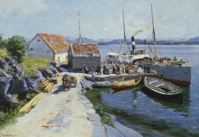 رصيف العبارة في غرب النرويج بواسطة يوهانز مارتن غريميلوند