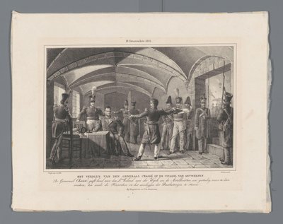 إقامة الجنرال شاسه في قلعة أنتويرب / (18 ديسمبر 1832.) (العنوان على الجسم) أربع لوحات دفاع عن القلعة من 10 إلى 18 ديسمبر 1832 (عنوان السلسلة) بواسطة Desguerrois and Co.