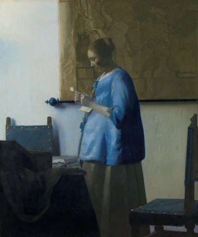 امرأة باللون الأزرق تقرأ رسالة امرأة تقرأ رسالة بواسطة Johannes Vermeer
