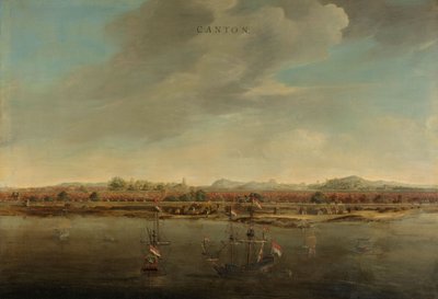 منظر لكانتون في الصين ، ج. 1662-3 بواسطة Johannes Vinckeboons