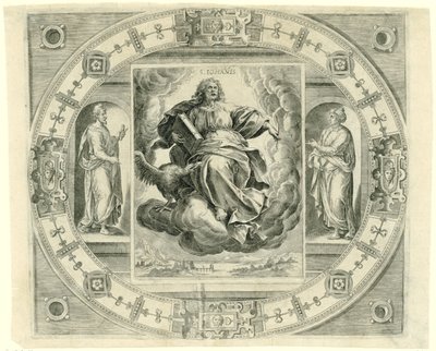 الإنجيلي يوحنا S. Iohañis (العنوان على الكائن) المبشرون الأربعة (عنوان المسلسل) بواسطة هانز كوليرت (الأول) (ربما)