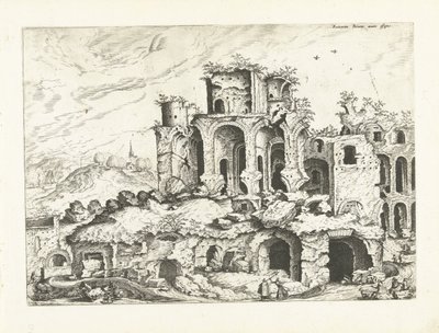 المنظر الثالث لأطلال بالاتين الآثار الرومانية ، 1561 (عنوان السلسلة) بواسطة يوهانس لوكاس فان دويتشوم (منسوب إلى)