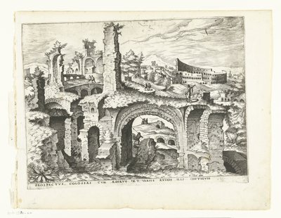 منظر للكولوسيوم الآثار الرومانية ، 1561 (عنوان السلسلة) بواسطة يوهانس لوكاس فان دويتشوم (منسوب إلى)