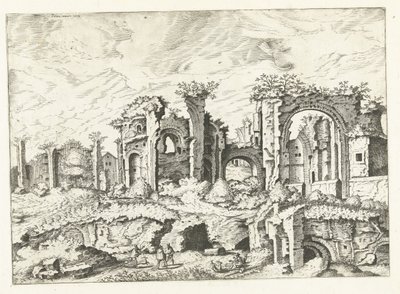 المنظر الرابع للأطلال على أطلال Palatine Hill الرومانية ، 1561 (عنوان السلسلة) بواسطة يوهانس لوكاس فان دويتشوم (منسوب إلى)