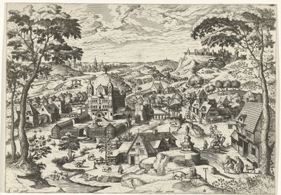 منظر طبيعي مع القديس أنتوني Salve Anttoni (العنوان على الكائن) مناظر طبيعية مع قصص مسيحية (عنوان المسلسل) بواسطة لوكاس جاسيل