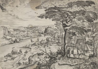 Euntes في مناظر Emaus مع الحجاج في عمواس ، حوالي 1555-56. التأليف: يوهانس فان دويتكوم الأول ، لوكاس فان دويتكوم. بواسطة يوهانس ولوكاس فان دويتكوم