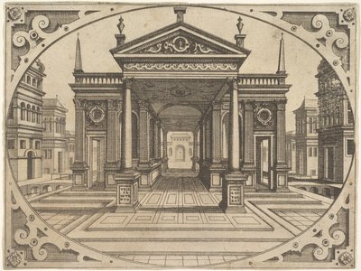 لوحة من Scenographiae ... ، كاليفورنيا. 1560. بواسطة يوهانس فان دويتكوم الأول