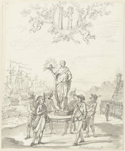 الأسلحة العامة ، الزخرفة على Kadijksplein ، 1795 بواسطة يوهانس فان دريغت (رفض الإسناد)