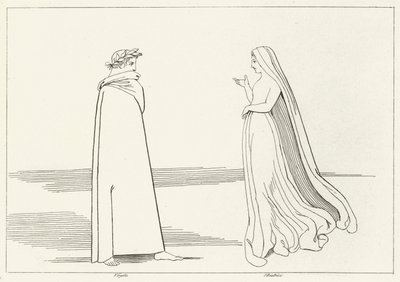 لقاء فيرجيل وبياتريس ، جحيم ، كانتو 2 (نقش) بواسطة جون (بعد) فلاكسمان