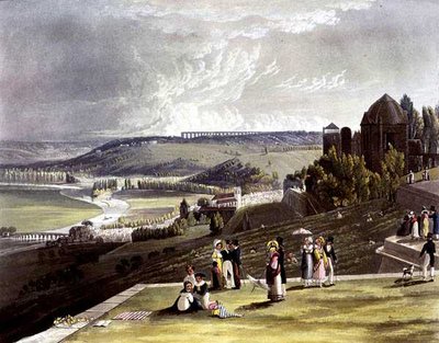 سان جيرمان ، من "مناظر على نهر السين" ، نقش بواسطة دانيال هافيل (1785-1826) نشره آر. أكرمان (1764-1834) 1821 (ليثو ملون) بواسطة جون (بعد) جيندال