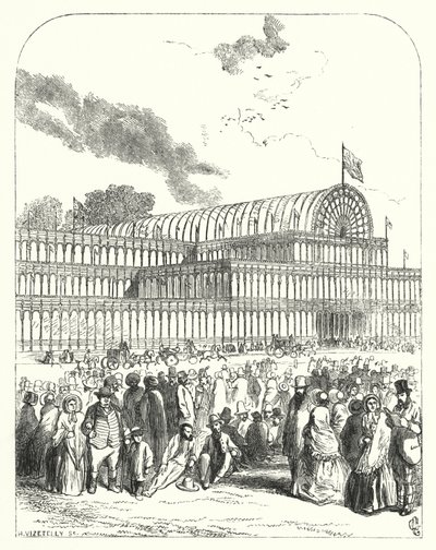 قصر الكريستال في هايد بارك ، لندن ، مكان المعرض الكبير لعام 1851 ، الذي صممه جوزيف باكستون وتشارلز فوكس (نقش) بواسطة جون (بعد) جيلبرت