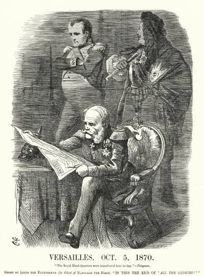 كارتون لكمة: فرساي ، 5 أكتوبر 1870 - إذلال فرنسا في الحرب الفرنسية البروسية (نقش) بواسطة جون (بعد) تينيل