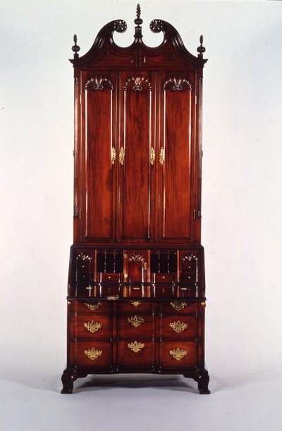 مكتب وخزانة كتب نيكولاس براون شيبينديل ، حوالي 1760-70 (الماهوجني) بواسطة جون (أتر. إلى) جودارد