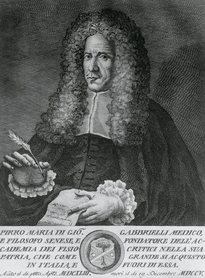 صورة لبيرو ماريا غابرييللي (1643-1705) ، الفيلسوف الإيطالي ، وأستاذ الطب النظري وعلم النبات ، نقش بواسطة كوزيمو زوتشي (نشط 1740-كاليفورنيا 1787) بواسطة والتر تشارلز ميلز