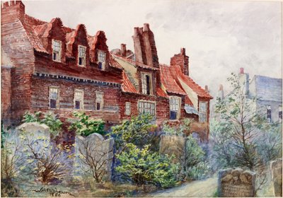 منازل في شارع سيلفر من أول سينتس تشرش يارد ، نيوكاسل أبون تاين ، 1886 بودي كولور ، قلم رصاص ومرحاض على ورق بواسطة جون أتلانتيك ستيفنسون