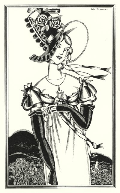 رسم توضيحي لـ Don Juan بواسطة Lord Byron: A Bonnet ، الذي يرتديه الجنس العادل (litho) بواسطة جون اوستن