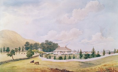 منزل هاري كوبليز ، ديفونبورت ، أوكلاند ، نيوزيلندا ، بني c.1867 (مرحاض أبيض صيني على ورق) بواسطة جون بار كلارك هويت
