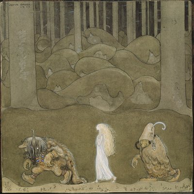 La Princesse et les trolls - الأميرة والمتصيدون - باور ، جون (1882-1918) - 1913 - ألوان مائية ، ألوان مائية على ورق - 25 × 25 - المتحف الوطني ستوكهولم بواسطة جون فارمر