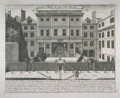 منظر لقاعة العدالة ، Old Bailey ، c.1740 بواسطة جون بولز