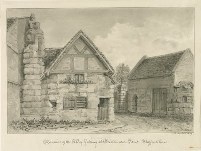 Burton-upon-Trent Abbey: sepia drawing بواسطة جون باكلر