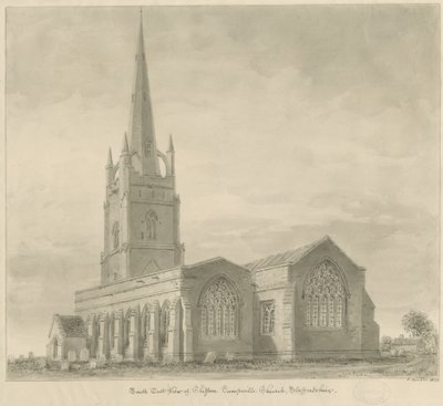 Clifton Campville Church: sepia drawing بواسطة جون باكلر