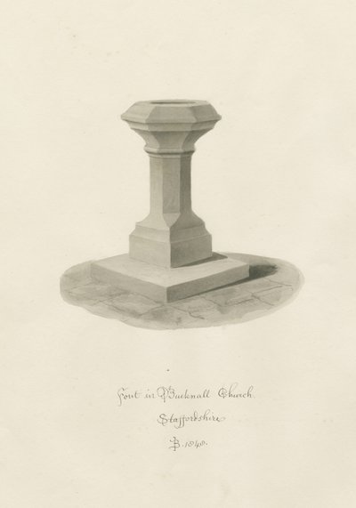 Font in Bucknall Church: sepia drawing بواسطة جون باكلر