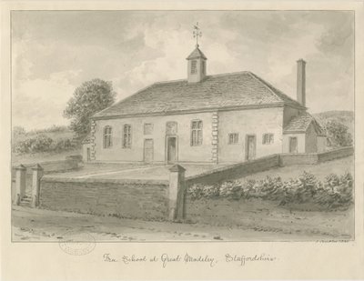 Madeley - Free School: رسم بني داكن ، 1840 بواسطة جون باكلر