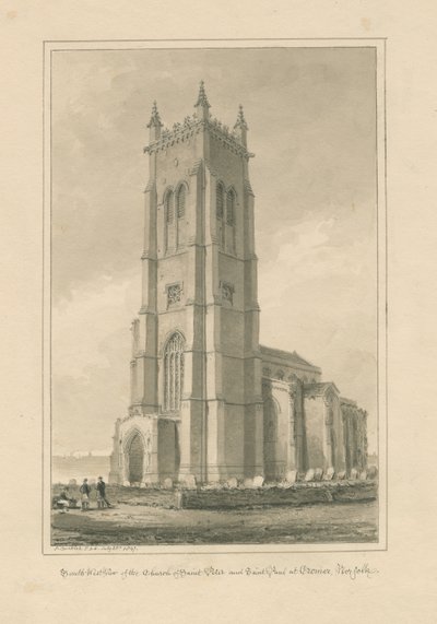 نورفولك - كرومر - كنيسة القديس بطرس والقديس بولس: رسم بني داكن ، 1847 بواسطة جون باكلر