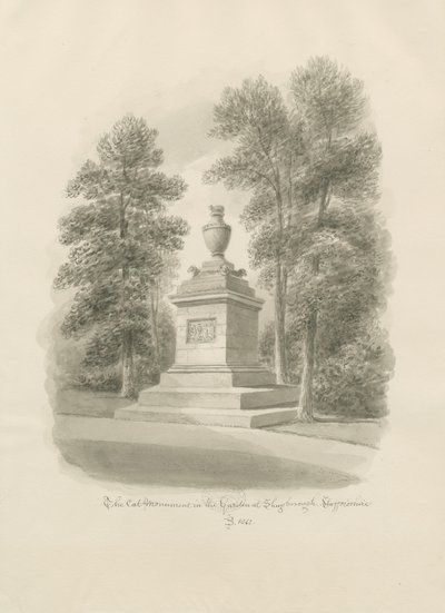 Shugborough - نصب القط: رسم بني داكن بواسطة جون باكلر