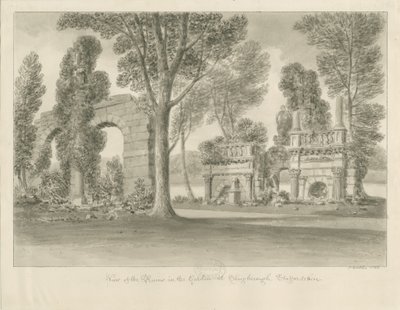 Shugborough - أطلال في الحديقة: رسم بني داكن بواسطة جون باكلر