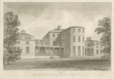 قاعة Shugborough - واجهة الحديقة: رسم بني داكن ، 1842 بواسطة جون باكلر