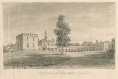 قاعة تكسال - اسطبلات: رسم بني داكن ، 1841 بواسطة جون باكلر