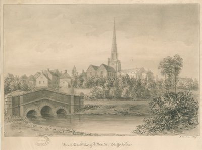 Uttoxeter Town: رسم يغسل بني داكن ، 1839 بواسطة جون باكلر