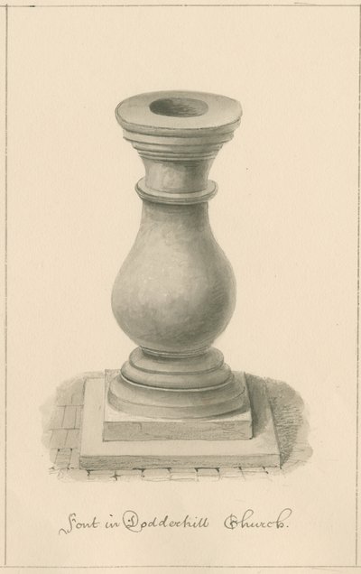 Worcestershire - Droitwich - Dodderhill Church الخط: رسم بني داكن ، 1833 بواسطة جون باكلر
