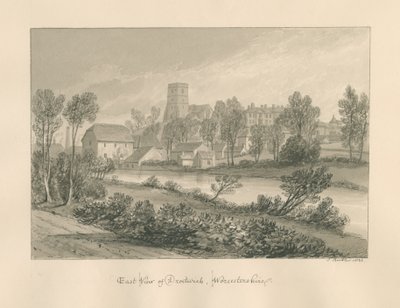 Worcestershire - Droitwich - المنظر الشرقي للمدينة: رسم بني داكن ، 1833 بواسطة جون باكلر