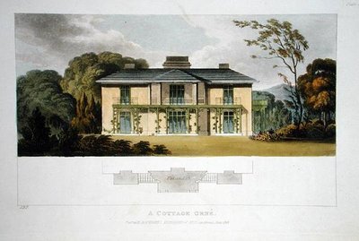 A Cottage Orne ، من "مستودع الفنون" لأكرمان ، نُشر عام 1818 (لون ليثو) بواسطة جون بوناروتي بابوورث