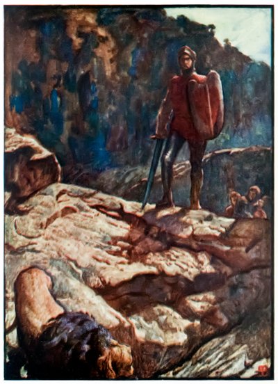 "Greatheart يدفع الأسد" من تقدم "The Pilgrim" من هذا العالم ، إلى ما سيأتي "بقلم جون بونيان بواسطة جون بيام ليستون شو
