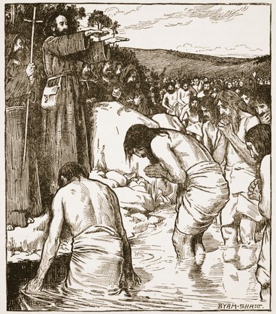 المعمودية في تارا ، صورة من "كنيسة إنجلترا: تاريخ للشعب" بقلم HDM Spence-Jones ، حانة. ج .1910 (صورة بني داكن) بواسطة جون بيام ليستون شو