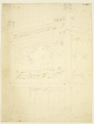 نصب تذكاري لـ William Canynges في St Mary Redcliffe (قلم رصاص وألوان مائية على ورق) بواسطة جون كارتر