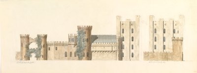 الجوانب الشمالية لقلعة ليا والجانب الغربي من ولفيرلي ، كوكلي ، ورسيستيرشاير ، كاليفورنيا. 1816. بواسطة جون كارتر.