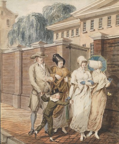 Sunday Morning أمام Arch Street Meeting House ، فيلادلفيا ، 1811-كاليفورنيا. 1813. بواسطة جون كارتر.
