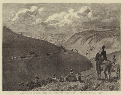 يوم مع برايتون هاريرز ، عبور كلاب الصيد لسد الشيطان بواسطة John Charles Dollman