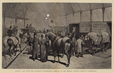 بعد يوم مع كلاب صاحبة الجلالة ، وصول قطار الصيد الخاص في بادينغتون بواسطة John Charles Dollman
