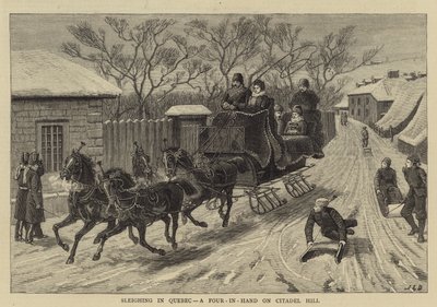 الزلاجة في كيبيك ، أربعة في اليد على القلعة هيل بواسطة John Charles Dollman