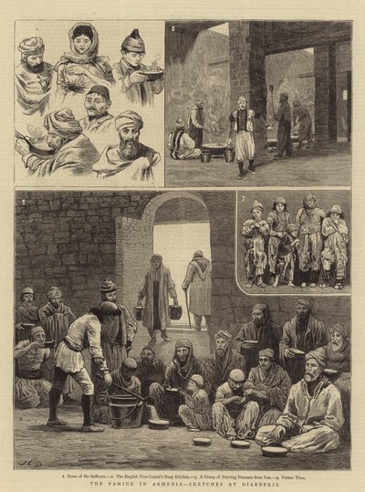 المجاعة في أرمينيا ، اسكتشات في Diarbekir بواسطة جون تشارلز دولمان