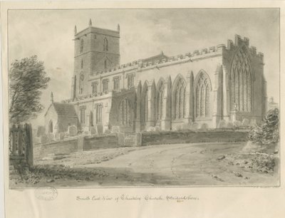 Checkley Church: sepia drawing بواسطة جون شيسيل بكلر