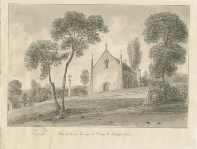 كريسويل - كنيسة درايكوت إن ذا مورز الكاثوليكية: رسم بني داكن ، 1841 بواسطة جون شيسيل بكلر