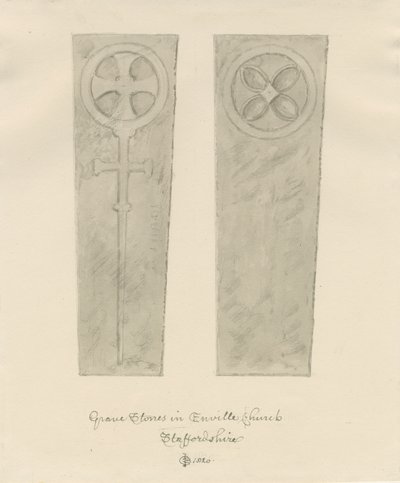 Enville Church - Gravestones: sepia drawing بواسطة جون شيسيل بكلر