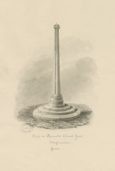 Rocester Churchyard - الصليب: رسم بني داكن بواسطة جون شيسيل بكلر