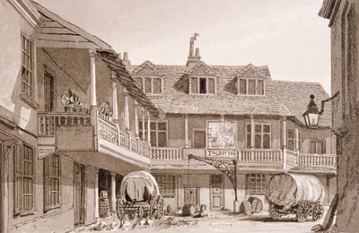 The Tabard Inn on Borough High Street ، ساوثوارك ، لندن ، 1827. بواسطة جون شيسيل بكلر